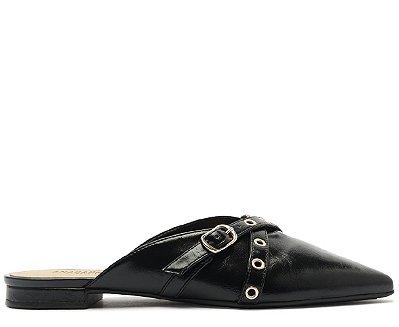 MULE ANACAPRI BICO FINO TIRAS - PRETO