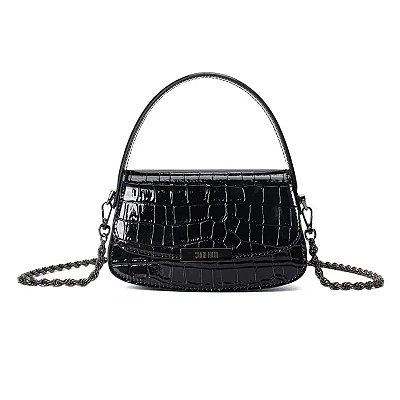 BOLSA SANTA LOLLA MATERIAL CROCO PRETO 2