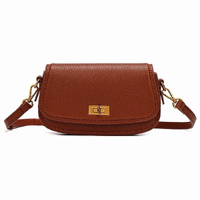 BOLSA SANTA LOLLA  PEQUENA FLOATER MARROM SAFARI ALÇA TRANSVERSAL