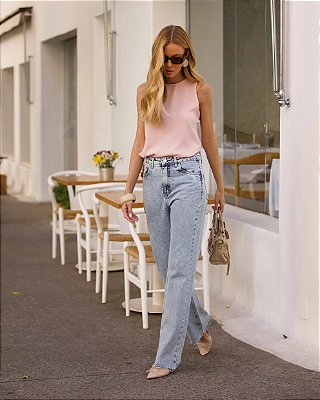 CALÇA JEANS KARMANI STRAIGHT BARRA A FIO MIRELA