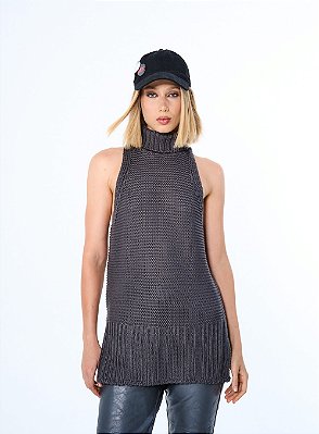 BLUSA TRICÔ OPEN CINZA