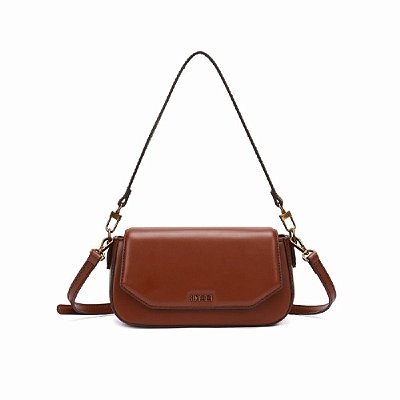 BOLSA SANTA LOLLA  BAGUETE MÉDIA SOFT MARROM ALÇA OMBRO