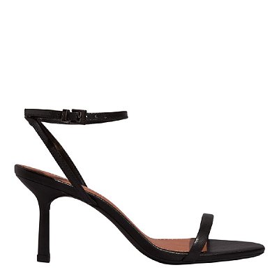 SANDÁLIA SANTA LOLLA COURO PELICA PRETA SALTO MÉDIO FINO