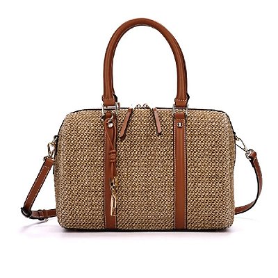 BOLSA SANTA LOLLA BAÚ GRANDE TRAMADO MARROM TRANSVERSAL