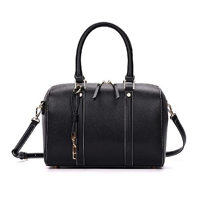 BOLSA SANTA LOLLA BAÚ FLOATER PRETA PESPONTOS TRANSVERSAL