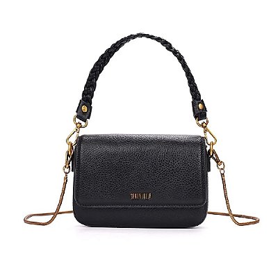 BOLSA SANTA LOLLA BAGUETE FLOATER ALÇA TRANÇA PRETA