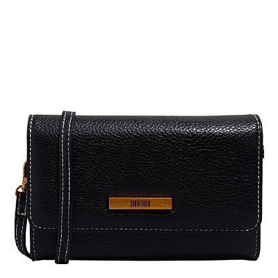 BOLSA CARTEIRA FLOATER TEXTURIZADA PRETA TRANSVERSAL