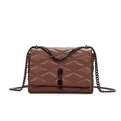 BOLSA SANTA LOLLA SOFT MARROM ALÇA CORRENTE TRANSVERSAL