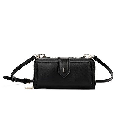 BOLSA CARTEIRA SANTA LOLLA SOFT LISA TRANSVERSAL PRETA