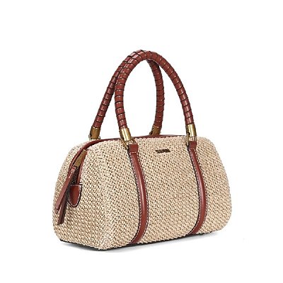 BOLSA BAÚ SANTA LOLLA TRAMADO MARROM TRANSVERSAL