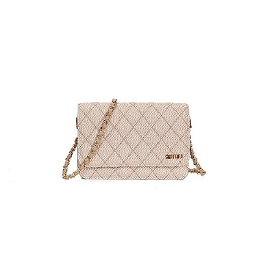 BOLSA SANTA LOLLA CANVAS MATELASSÊ BEGE TRANSVERSAL