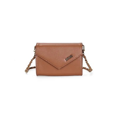 BOLSA CARTEIRA SANTA LOLLA SOFT ALÇA CORRENTE TRANSVERSAL MARROM