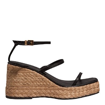 SANDÁLIA SANTA LOLLA ESPADRILLE ANABELA COURO CONFORT PRETA