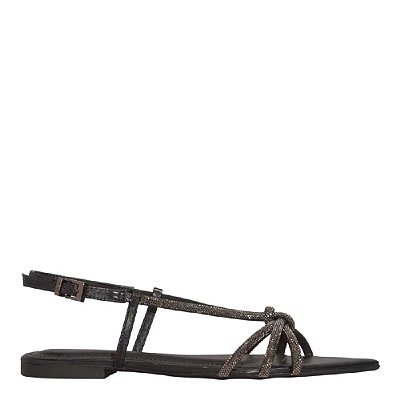 RASTEIRA SANTA LOLLA BICO FOLHA BRILHO STRASS PRETA