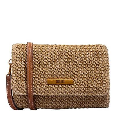 BOLSA CARTEIRA SANTA LOLLA TRAMADO BEGE TRANSVERSAL