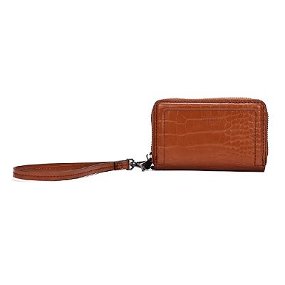 CARTEIRA SANTA LOLLA CROCO ALÇA DE MÃO MARROM