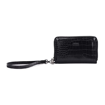 CARTEIRA SANTA LOLLA CROCO ALÇA DE MÃO PRETA