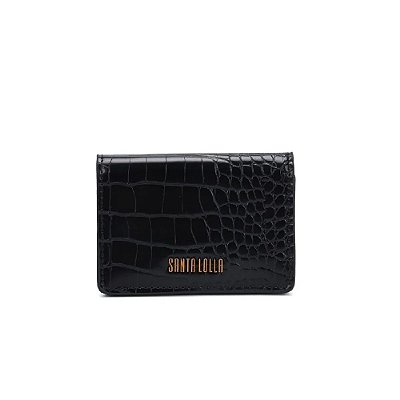 PORTA CARTÃO SANTA LOLLA CROCO PRETO