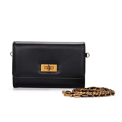 BOLSA CARTEIRA SANTA LOLLA SOFT LISA TRANSVERSAL PRETA