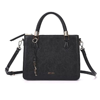 BOLSA SANTA LOLLA TOTE RUSTICA ALÇA DUPLA PRETA