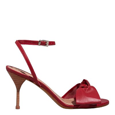 SANDÁLIA SANTA LOLLA COURO CONFORT SALTO AGULHA VERMELHA