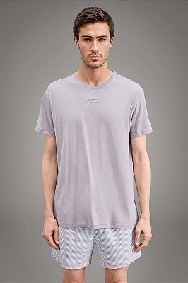 CAMISETA ESTAMPADA RESERVA BOTTON CINZA MESCLA