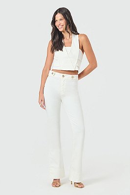 CALÇA FLARE SLYWEAR SARJA OFF WHITE