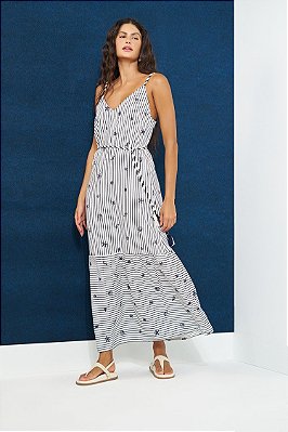 VESTIDO SLYWEAR AZUL OUTER SPACE VISCOSE LISTRADA