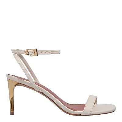 SANDÁLIA SANTA LOLLA COURO PELICA CREME SALTO FINO