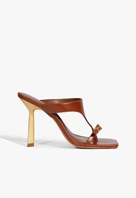 SANDÁLIA MULE SCHUTZ SALTO COURO MARROM