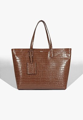 BOLSA SCHUTZ SHOPPING GRANDE YUMI CROCO MARROM