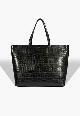 BOLSA SHOPPING GRANDE YUMI CROCO PRETA