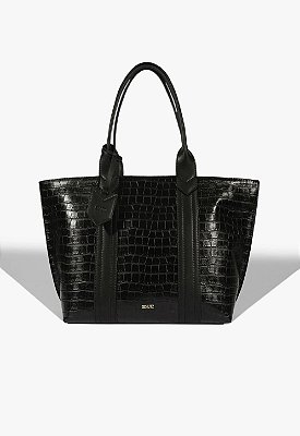 BOLSA SCHUTZ SHOPPING NAY CROCO PRETA
