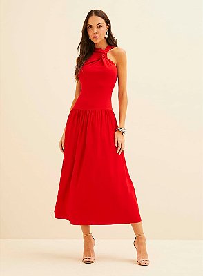 VESTIDO FORUM DETALHE LINHO  VERMELHO SPARKLY