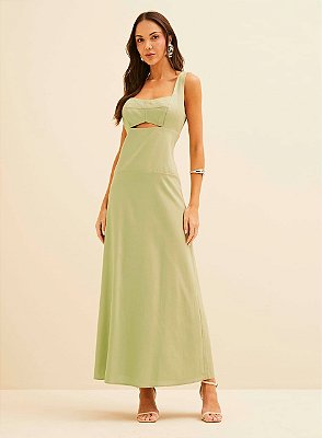 VESTIDO LINHO FORUM VERDE PIANTA