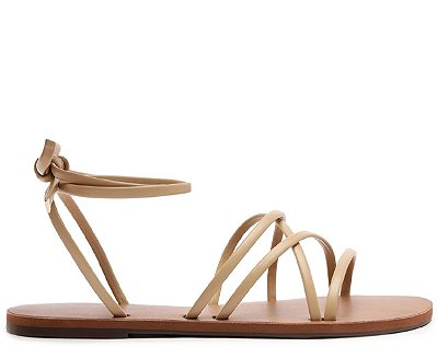 SANDÁLIA RASTEIRA ANACAPRI TIRAS FINAS AMARRAÇÃO BEGE