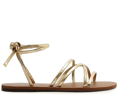 SANDÁLIA RASTEIRA ANACAPRI TIRAS FINAS AMARRAÇÃO DOURADA