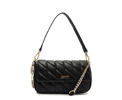 BOLSA ANACAPRI TIRACOLO MÉDIA MATELASSÊ TRIANGULAR PRETA