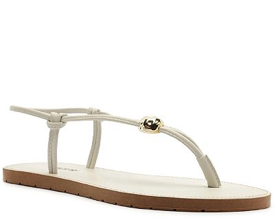 SANDÁLIA RASTEIRA ANACAPRI SLIM APLIQUE METÁLICO BRANCA