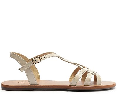 SANDÁLIA RASTEIRA ANACAPRI DE TIRAS ELO COURO MARINA BEGE