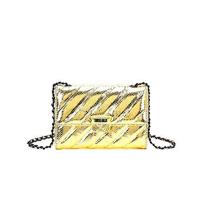 BOLSA TRANSVERSAL SANTA LOLLA METALIZADA MATELASSÊ DOURADA