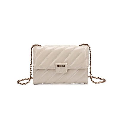 BOLSA TRANSVERSAL SANTA LOLLA MATELASSÊ VERNIZ BEGE
