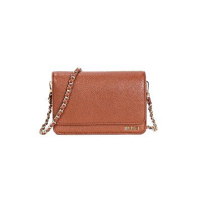 BOLSA FLAP BAG FLOATER SANTA LOLLA ALÇA CORRENTE CARAMELO