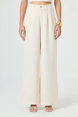 CALÇA WIDE LEG SLY WEAR EM CREPE ALFAIATARIA