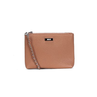 BOLSA PEQUENA FLOATER SANTA LOLLA MARROM ALÇA TRANSVERSAL CORRENTE