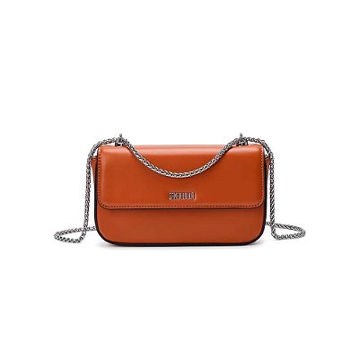 BOLSA SANTA LOLLA PEQUENA SOFT CARAMELO ALÇA TRANSVERSAL CORRENTE