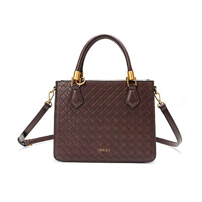 BOLSA TOTE SANTA LOLLA SOFT CUBOS MARROM DARK ALÇA DUPLA