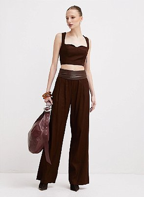 CALÇA CINTURA ALTA FORUM COM CÓS DE ELÁSTICO