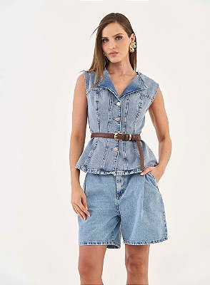 COLETE JEANS COLCCI ACINTURADO ÍNDIGO