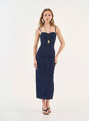 VESTIDO COLCCI SLIM MIDI JEANS
